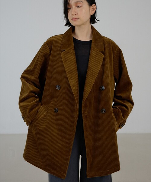 NOMINE(ノミネ)の「太畝コーデュロイ ジャコット| ジャケット/コート兼用(ステンカラーコート・レディース・ダークネイビー/ブラウン/グレイッシュブルー・フリー)」の13枚目の写真