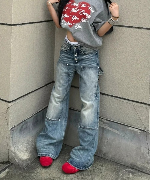 Ressaca(レサーカ)の「ダブルニーペインターフレアデニムパンツ(デニムパンツ・メンズ・ブルー・XL/L/M)」の13枚目の写真