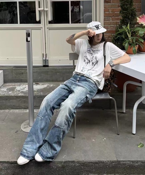 Ressaca(レサーカ)の「ダブルニーペインターフレアデニムパンツ(デニムパンツ・メンズ・ブルー・XL/L/M)」の7枚目の写真