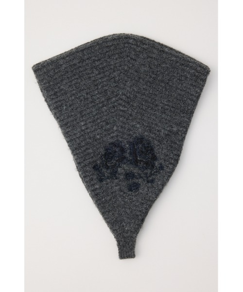 SLY(スライ)の「FLOWER EMBROIDERED KNIT SCARF フラワーエンブロイダリードニットスカーフ 秋服(ニットキャップ/ビーニー・レディース・ブラック/杢グレー・FREE)」の11枚目の写真