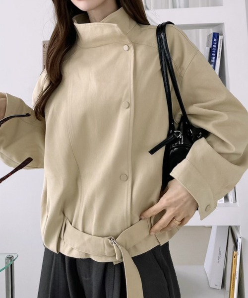 Ada.(エイダ)の「裾ベルト付き スタンドカラー スナップボタン ブルゾン(ブルゾン・レディース・ブラウン/ベージュ/ブラック・FREE)」の16枚目の写真