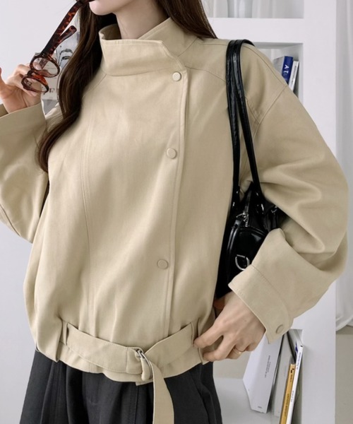 Ada.(エイダ)の「裾ベルト付き スタンドカラー スナップボタン ブルゾン(ブルゾン・レディース・ブラウン/ベージュ/ブラック・FREE)」の18枚目の写真