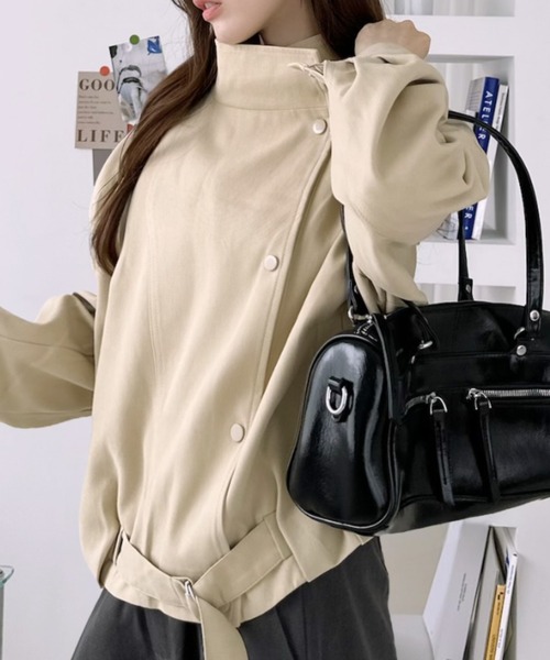 Ada.(エイダ)の「裾ベルト付き スタンドカラー スナップボタン ブルゾン(ブルゾン・レディース・ブラウン/ベージュ/ブラック・FREE)」の19枚目の写真