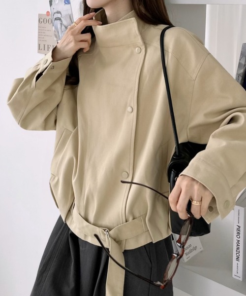 Ada.(エイダ)の「裾ベルト付き スタンドカラー スナップボタン ブルゾン(ブルゾン・レディース・ブラウン/ベージュ/ブラック・FREE)」の17枚目の写真