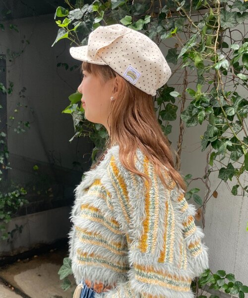HELLO.SANFRANCISCO(ハローサンフランシスコ)の「【HELLO.SANFRANCISCO】BIGリボンドット柄コーデュロイキャップ(キャップ・レディース・ベージュ/ピンク・ONE SIZE)」の7枚目の写真
