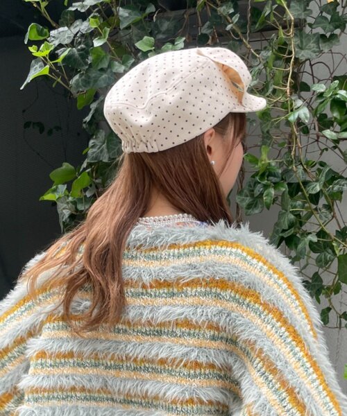 HELLO.SANFRANCISCO(ハローサンフランシスコ)の「【HELLO.SANFRANCISCO】BIGリボンドット柄コーデュロイキャップ(キャップ・レディース・ベージュ/ピンク・ONE SIZE)」の8枚目の写真