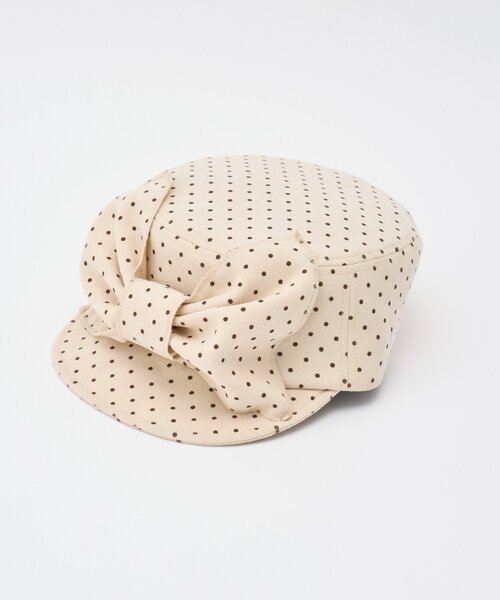 HELLO.SANFRANCISCO(ハローサンフランシスコ)の「【HELLO.SANFRANCISCO】BIGリボンドット柄コーデュロイキャップ(キャップ・レディース・ベージュ/ピンク・ONE SIZE)」の9枚目の写真