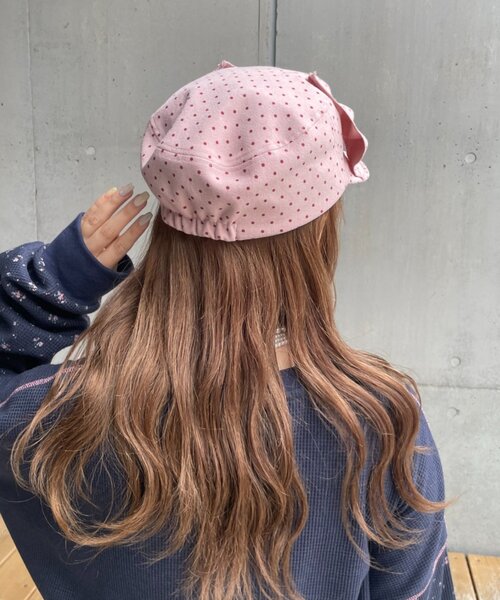 HELLO.SANFRANCISCO(ハローサンフランシスコ)の「【HELLO.SANFRANCISCO】BIGリボンドット柄コーデュロイキャップ(キャップ・レディース・ベージュ/ピンク・ONE SIZE)」の21枚目の写真