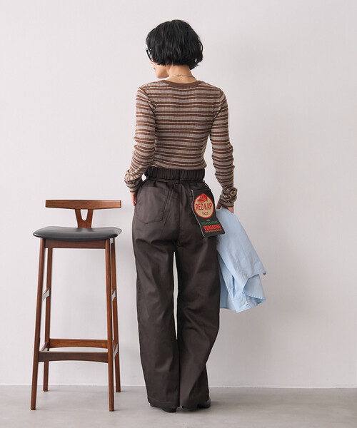 FREAK'S STORE(フリークスストア)の「ウォッシャブル ボーダークルーネックニット/リブニット(ニット/セーター・レディース・ワインレッド/ベージュ/ネイビー/オフホワイト・フリ-)」の8枚目の写真