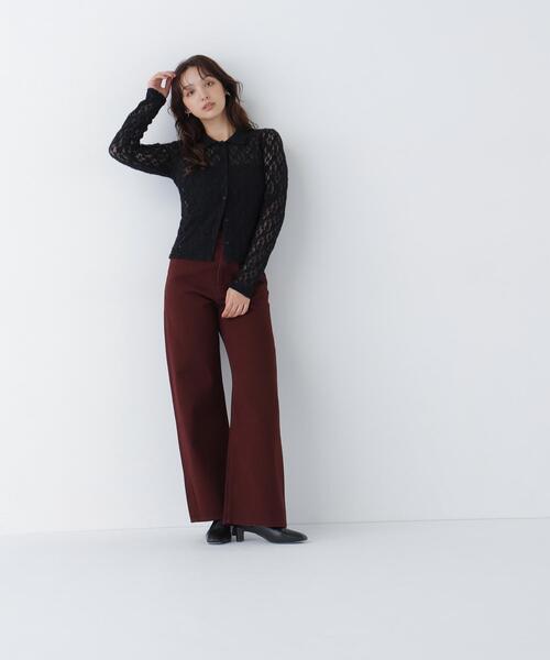 NATURAL BEAUTY BASIC(ナチュラルビューティーベーシック)の「シャツカラー起毛レースカットソー(Tシャツ/カットソー・レディース・オフホワイト/ブラック・FREE)」の10枚目の写真