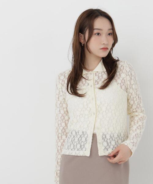 NATURAL BEAUTY BASIC(ナチュラルビューティーベーシック)の「シャツカラー起毛レースカットソー(Tシャツ/カットソー・レディース・オフホワイト/ブラック・FREE)」の19枚目の写真