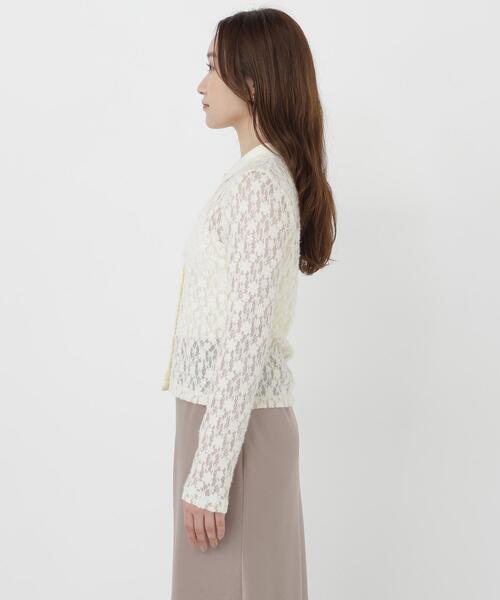 NATURAL BEAUTY BASIC(ナチュラルビューティーベーシック)の「シャツカラー起毛レースカットソー(Tシャツ/カットソー・レディース・オフホワイト/ブラック・FREE)」の4枚目の写真