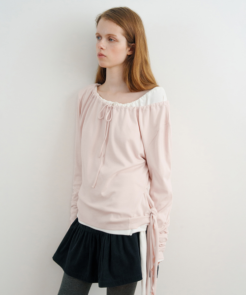 SINOON(シヌーン)の「Side Tie T-Shirt (Pink)(Tシャツ/カットソー・レディース・PINK・SMALL/MEDIUM)」の2枚目の写真