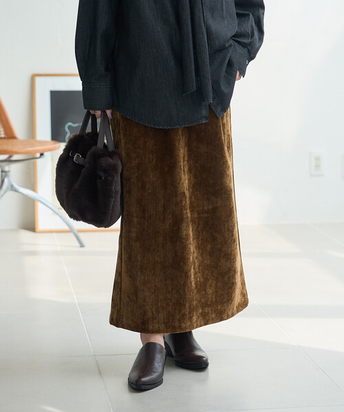 FREAK'S STORE(フリークスストア)の「フラットコーデュロイスカート/イージースカート(スカート・レディース・ブラック/チャコール/ベージュ・フリ-)」の7枚目の写真
