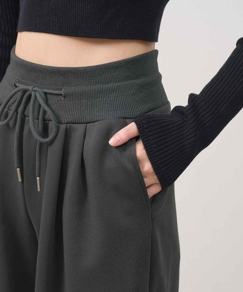 laulea(ラウレア)の「スウェット 裏毛ハイウエストワイドパンツ(スウェットパンツ・レディース・グレー/ダークグレー/ブラック・L/M)」の4枚目の写真