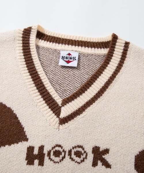 HOOK(フック)の「HOOK -original- 「猫何匹いる?」バイカラーニットベスト(ベスト・メンズ・ブラック/ベージュ・XL/M/L)」の16枚目の写真