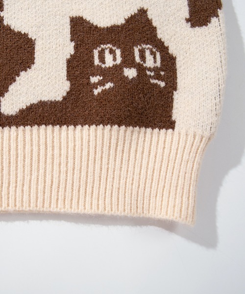 HOOK(フック)の「HOOK -original- 「猫何匹いる?」バイカラーニットベスト(ベスト・メンズ・ブラック/ベージュ・XL/M/L)」の15枚目の写真