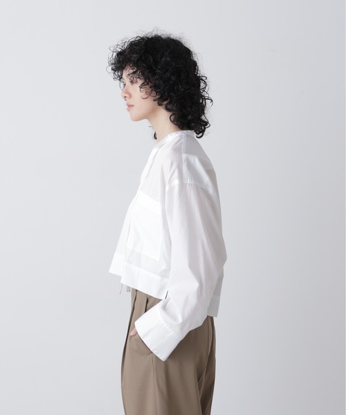 YLEVE（イレーヴ）の「YLEVE / COTTON TYPEWRITER STRING SKIPPER SHIRT（シャツ/ブラウス・レディース・ブルー/ホワイト・1）」の4枚目の写真