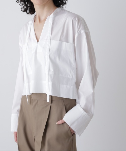 YLEVE（イレーヴ）の「YLEVE / COTTON TYPEWRITER STRING SKIPPER SHIRT（シャツ/ブラウス・レディース・ブルー/ホワイト・1）」の6枚目の写真