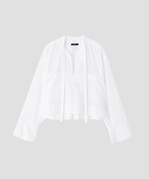 YLEVE（イレーヴ）の「YLEVE / COTTON TYPEWRITER STRING SKIPPER SHIRT（シャツ/ブラウス・レディース・ブルー/ホワイト・1）」の8枚目の写真