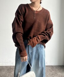 【WEB限定】Vネックワイドプルオーバーニット
