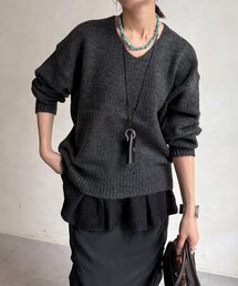 【WEB限定】Vネックワイドプルオーバーニット