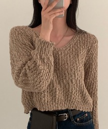 ローゲージ Vネックニットプルオーバー