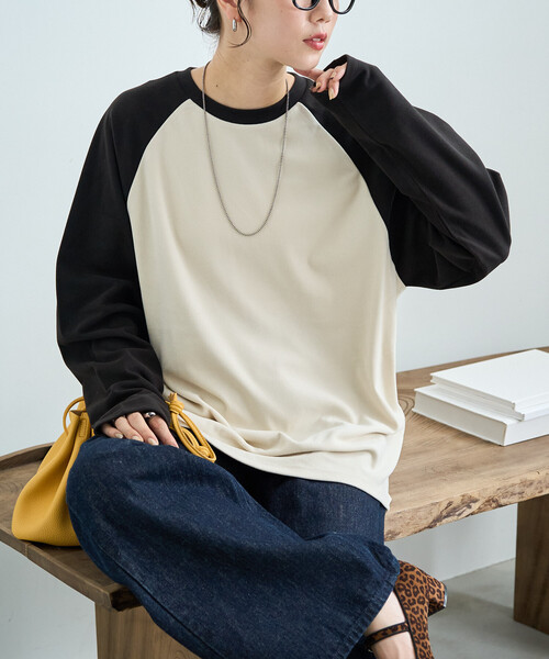 FREAK'S STORE(フリークスストア)の「限定展開 起毛 フライス 配色 ラグラン ルーズ プルオーバー(Tシャツ/カットソー・レディース・ブラウン/ピンク/オフホワイト/ナチュラル/ライトグレー・フリ-)」の10枚目の写真