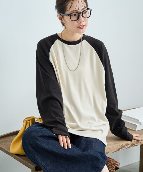 FREAK'S STORE(フリークスストア)の「限定展開 起毛 フライス 配色 ラグラン ルーズ プルオーバー(Tシャツ/カットソー・レディース・ブラウン/ピンク/オフホワイト/ナチュラル/ライトグレー・フリ-)」の11枚目の写真