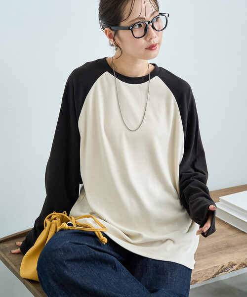 FREAK'S STORE(フリークスストア)の「限定展開 起毛 フライス 配色 ラグラン ルーズ プルオーバー(Tシャツ/カットソー・レディース・ブラウン/ピンク/オフホワイト/ナチュラル/ライトグレー・フリ-)」の12枚目の写真
