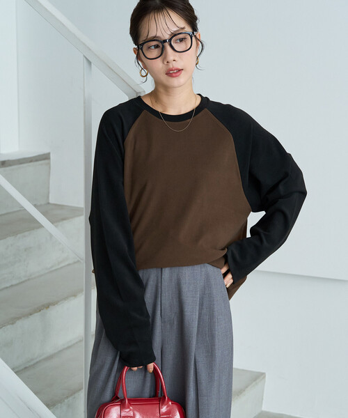 FREAK'S STORE(フリークスストア)の「限定展開 起毛 フライス 配色 ラグラン ルーズ プルオーバー(Tシャツ/カットソー・レディース・ブラウン/ピンク/オフホワイト/ナチュラル/ライトグレー・フリ-)」の15枚目の写真