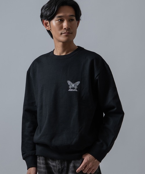 SIDEWAY STANCE(サイドウェイスタンス)の「【SIDEWAY STANCE】バタフライ プリント 裏起毛 プルオーバー(スウェット・メンズ・杢グレー/ブラック/チャコール・SMALL/LARGE/MEDIUM)」の17枚目の写真