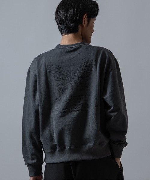 SIDEWAY STANCE(サイドウェイスタンス)の「【SIDEWAY STANCE】バタフライ プリント 裏起毛 プルオーバー(スウェット・メンズ・杢グレー/ブラック/チャコール・SMALL/LARGE/MEDIUM)」の11枚目の写真