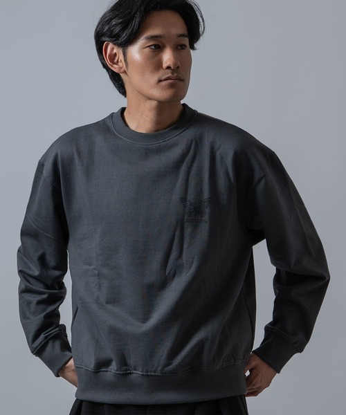 SIDEWAY STANCE(サイドウェイスタンス)の「【SIDEWAY STANCE】バタフライ プリント 裏起毛 プルオーバー(スウェット・メンズ・杢グレー/ブラック/チャコール・SMALL/LARGE/MEDIUM)」の9枚目の写真