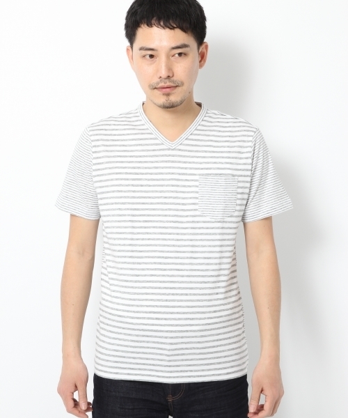 GLOBAL WORK(グローバルワーク)の「【高品質素材使用】スーピマボーダーVネックT/707598(Tシャツ/カットソー・メンズ・グレー/ネイビー/ダークグレー/ダークブルー/ブルー・SMALL/LARGE/X-LARGE/MEDIUM)」の21枚目の写真