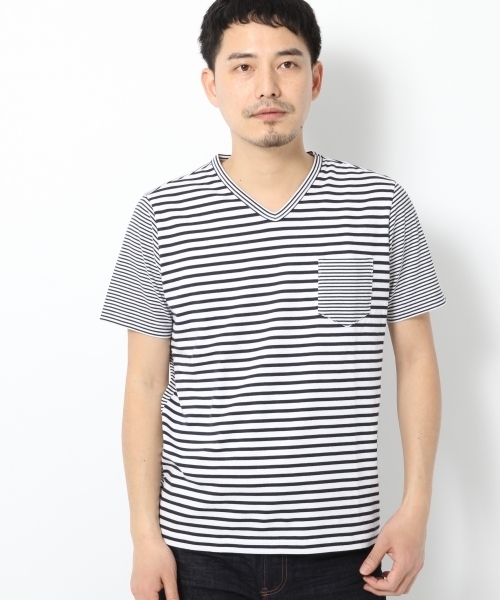 GLOBAL WORK(グローバルワーク)の「【高品質素材使用】スーピマボーダーVネックT/707598(Tシャツ/カットソー・メンズ・グレー/ネイビー/ダークグレー/ダークブルー/ブルー・SMALL/LARGE/X-LARGE/MEDIUM)」の17枚目の写真