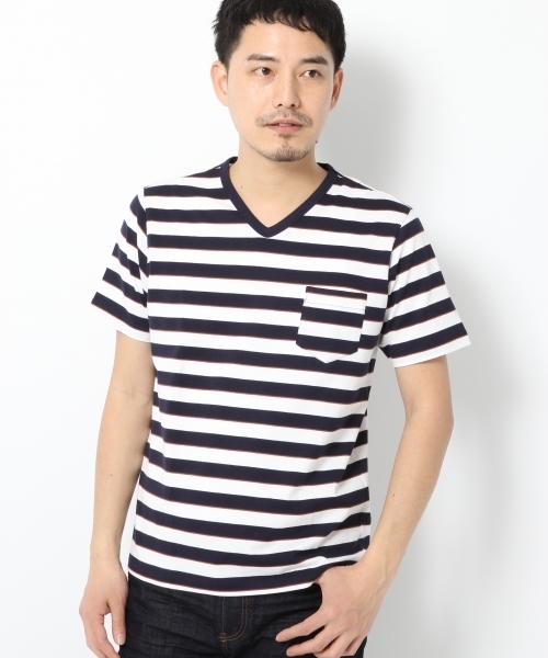 GLOBAL WORK(グローバルワーク)の「【高品質素材使用】スーピマボーダーVネックT/707598(Tシャツ/カットソー・メンズ・グレー/ネイビー/ダークグレー/ダークブルー/ブルー・SMALL/LARGE/X-LARGE/MEDIUM)」の18枚目の写真