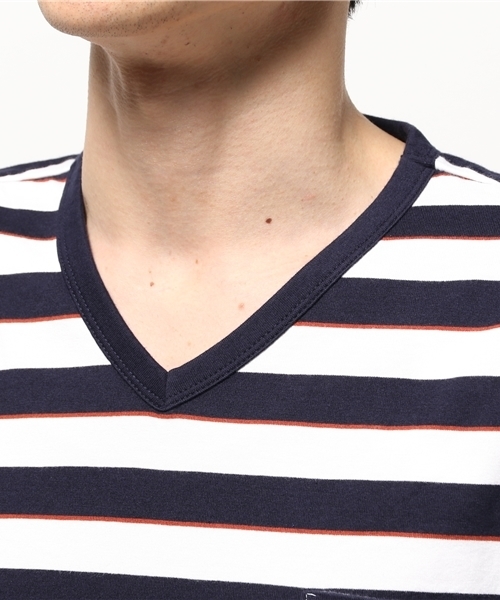 GLOBAL WORK(グローバルワーク)の「【高品質素材使用】スーピマボーダーVネックT/707598(Tシャツ/カットソー・メンズ・グレー/ネイビー/ダークグレー/ダークブルー/ブルー・SMALL/LARGE/X-LARGE/MEDIUM)」の8枚目の写真