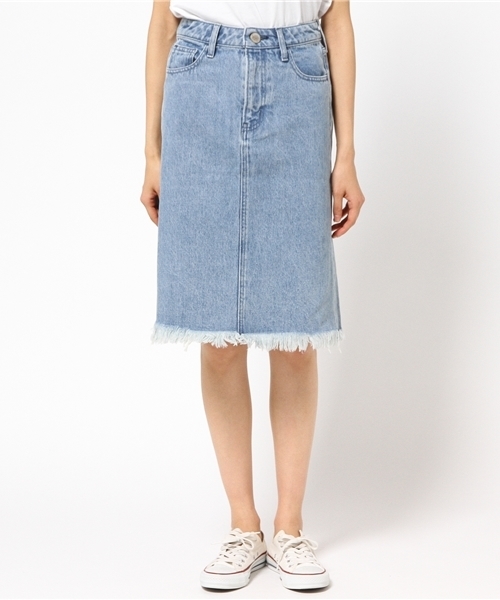 MOUSSY（マウジー）の「FRINGE SK（デニムスカート・レディース・ホワイト/ブルー・0/2/1）」の3枚目の写真