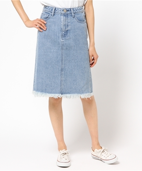 MOUSSY（マウジー）の「FRINGE SK（デニムスカート・レディース・ホワイト/ブルー・0/2/1）」の7枚目の写真