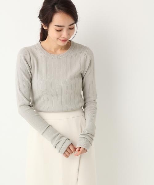 A part by（アパートバイ）の「12GViNyWハリヌキLSPO 738219 （ニット/セーター・レディース・ブルー/ブラック/グレー/ホワイト・LARGE/MEDIUM）」の3枚目の写真