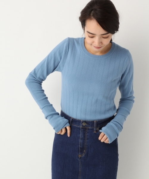 A part by（アパートバイ）の「12GViNyWハリヌキLSPO 738219 （ニット/セーター・レディース・ブルー/ブラック/グレー/ホワイト・LARGE/MEDIUM）」の4枚目の写真