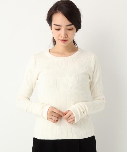 A part by（アパートバイ）の「12GViNyWハリヌキLSPO 738219 （ニット/セーター・レディース・ブルー/ブラック/グレー/ホワイト・LARGE/MEDIUM）」の5枚目の写真