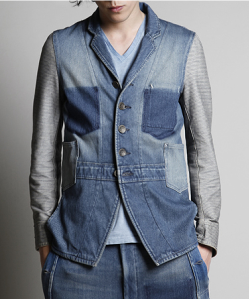 ADAMITE(アダマイト)の「ADAMITE KNIT DENIM JK(デニムジャケット・メンズ・ブルー系その他/グレー系その他/インディゴブルー/グレー・SMALL/MEDIUM)」の4枚目の写真