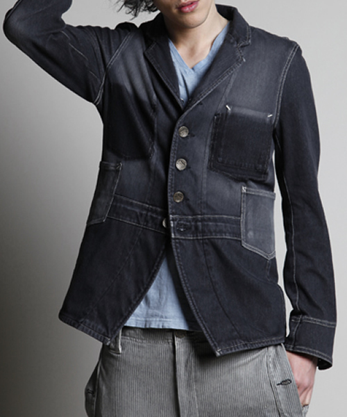 ADAMITE(アダマイト)の「ADAMITE KNIT DENIM JK(デニムジャケット・メンズ・ブルー系その他/グレー系その他/インディゴブルー/グレー・SMALL/MEDIUM)」の2枚目の写真