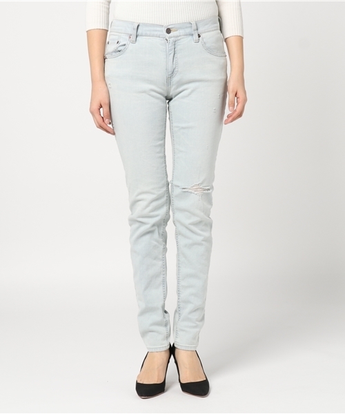 HYSTERIC GLAMOUR（ヒステリックグラマー）の「USED加工Sデニム スリムパンツ（デニムパンツ・レディース・インディゴブルー・23inch/24inch/25inch/26inch/27inch/28inch）」の2枚目の写真