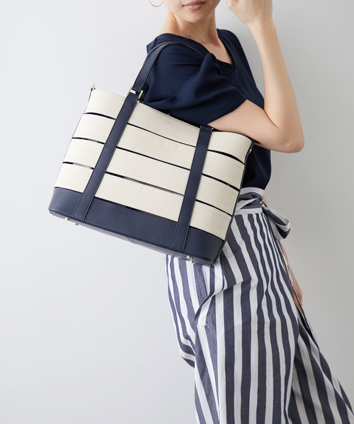 Gem.（ジェム）の「【Gem.】インターセクトキャンバストート / 　Intersect CanvasTote　011012466    （トートバッグ・レディース・オフホワイト/ネイビー/ブラック・FREE）」の16枚目の写真