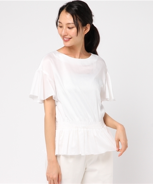 SHIPS for women（シップスフォーウィメン）の「フレアスリーブぺプラムブラウス（シャツ/ブラウス・レディース・ネイビー/ラベンダー/オフホワイト・ONE SIZE）」の12枚目の写真