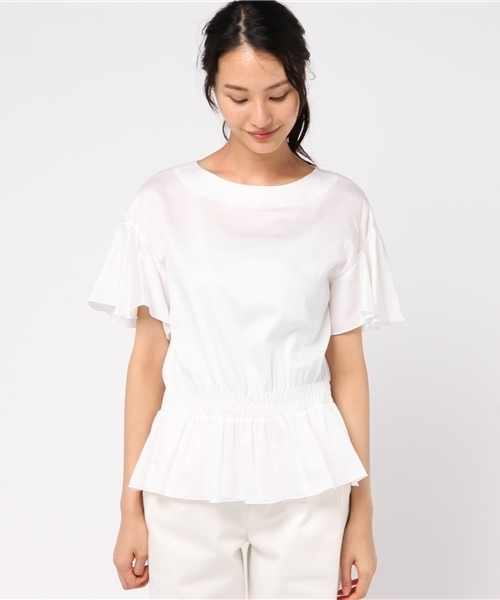 SHIPS for women（シップスフォーウィメン）の「フレアスリーブぺプラムブラウス（シャツ/ブラウス・レディース・ネイビー/ラベンダー/オフホワイト・ONE SIZE）」の4枚目の写真