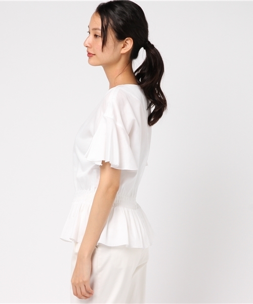 SHIPS for women（シップスフォーウィメン）の「フレアスリーブぺプラムブラウス（シャツ/ブラウス・レディース・ネイビー/ラベンダー/オフホワイト・ONE SIZE）」の5枚目の写真